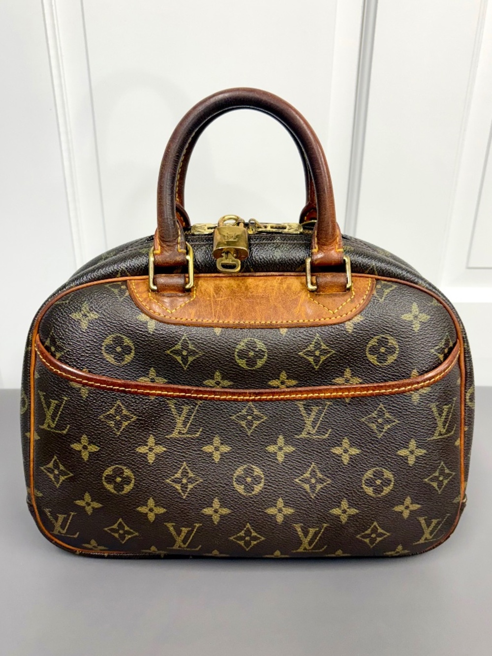 Louis Vuitton Trouville Handbag Monogram Canvas & Vachetta Leather